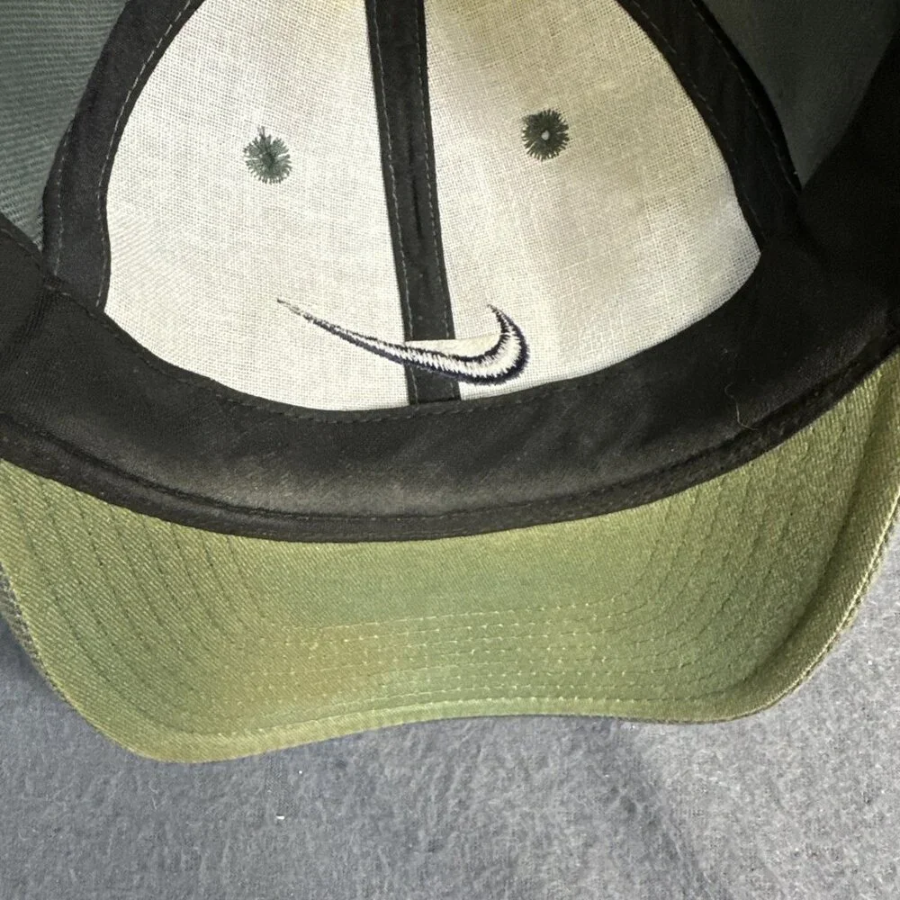 Vintage Nike Snapback Hat Olive Green Black Swoosh 90s Taiwan Adjustable Cap HTF